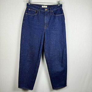 Madewell Jeans Womens Balloon Barrel Tapered Medium Blue Denim Size 28 Capri